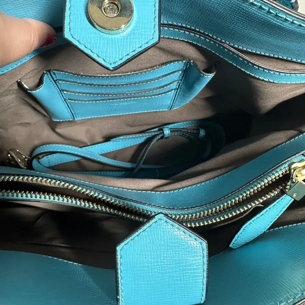 LK Bennett Women's Light Blue Handle Tote Bag Purse Spring
